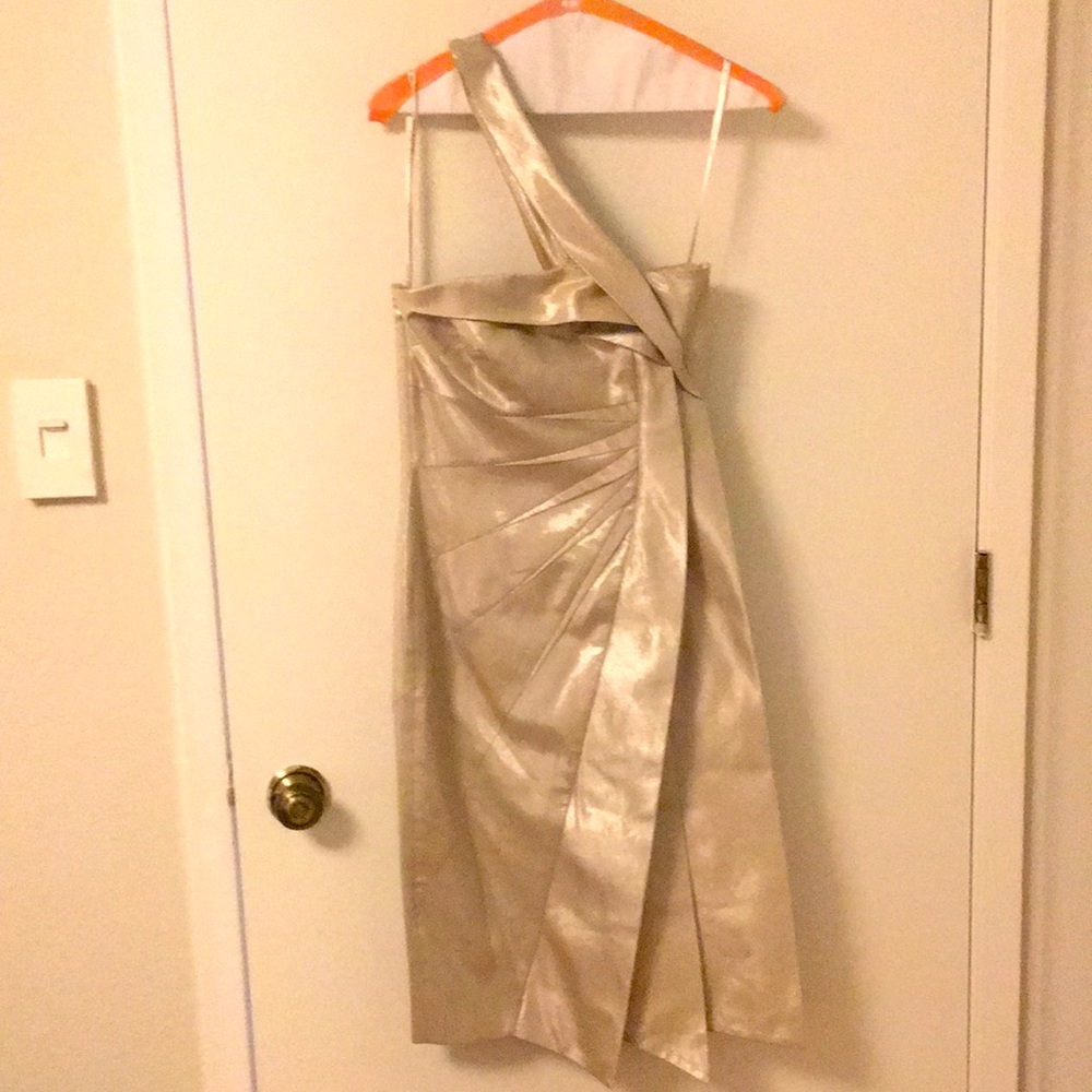 Karen Millen silver one shoulder cocktail dress